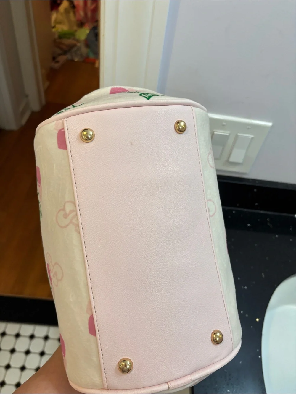 NWT Juicy Couture Light Pink Cherry-Print Satchel with Gold Hardware